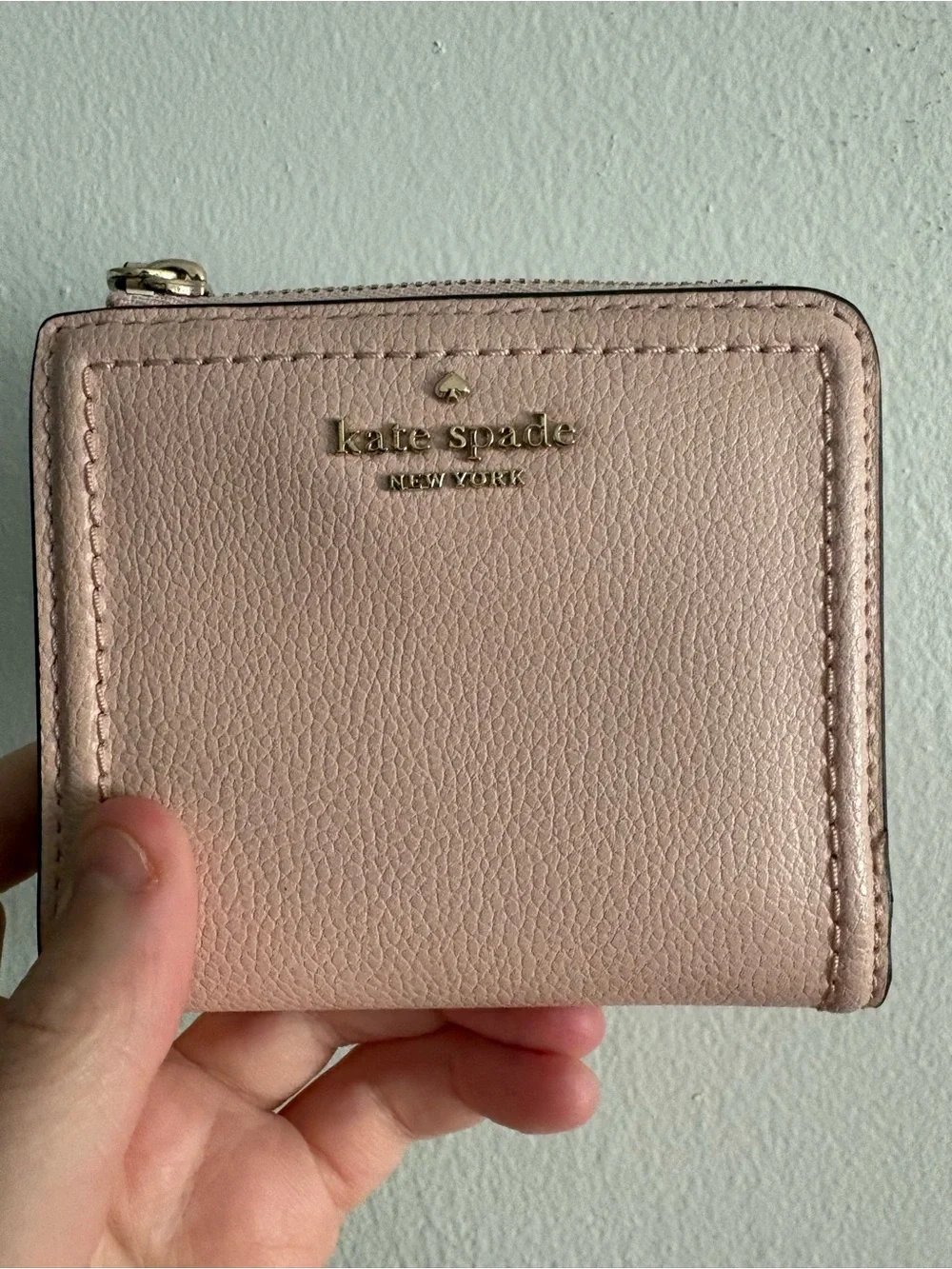kate spade Blush Pink pebbled leather Zip Wallet